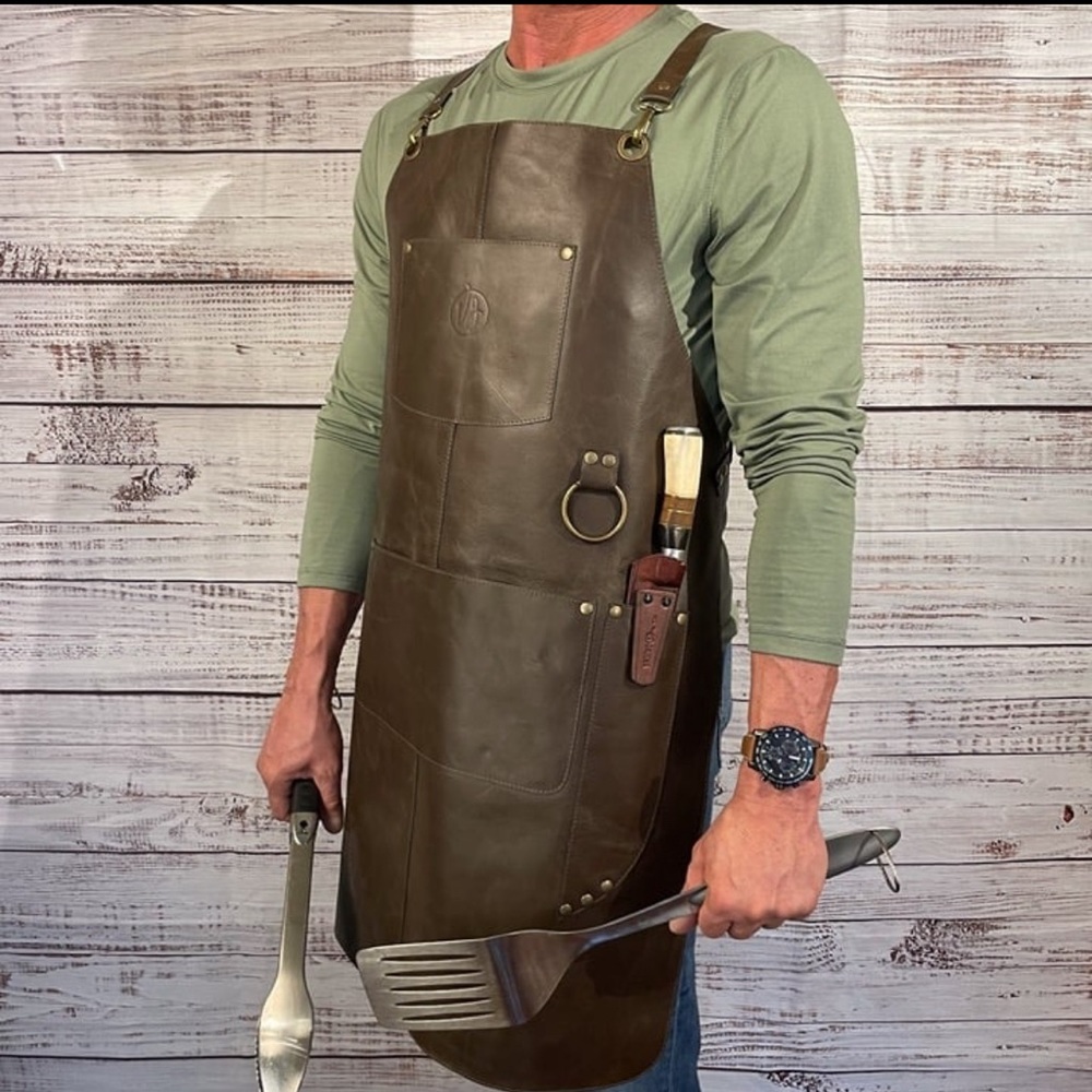 Premium brown leather apron